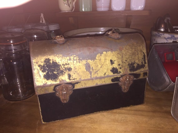 Antique 1910's Dome Lid Steel Lunch Box Possibly Early American