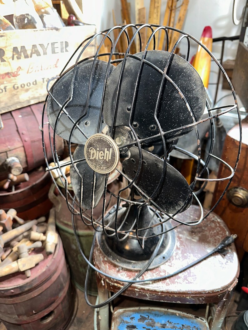 Vintage 1940's Black Diehl Industrial Fan Articulating Model, Works ...