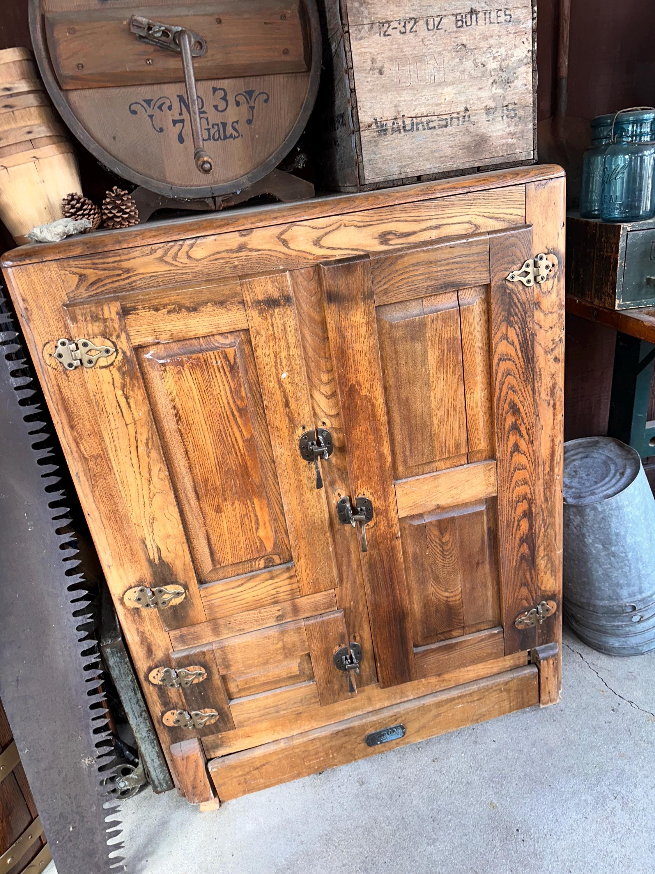 Antique Victor Oak Ice Box Refrigerator, 1900 Ice Box, Approx 43