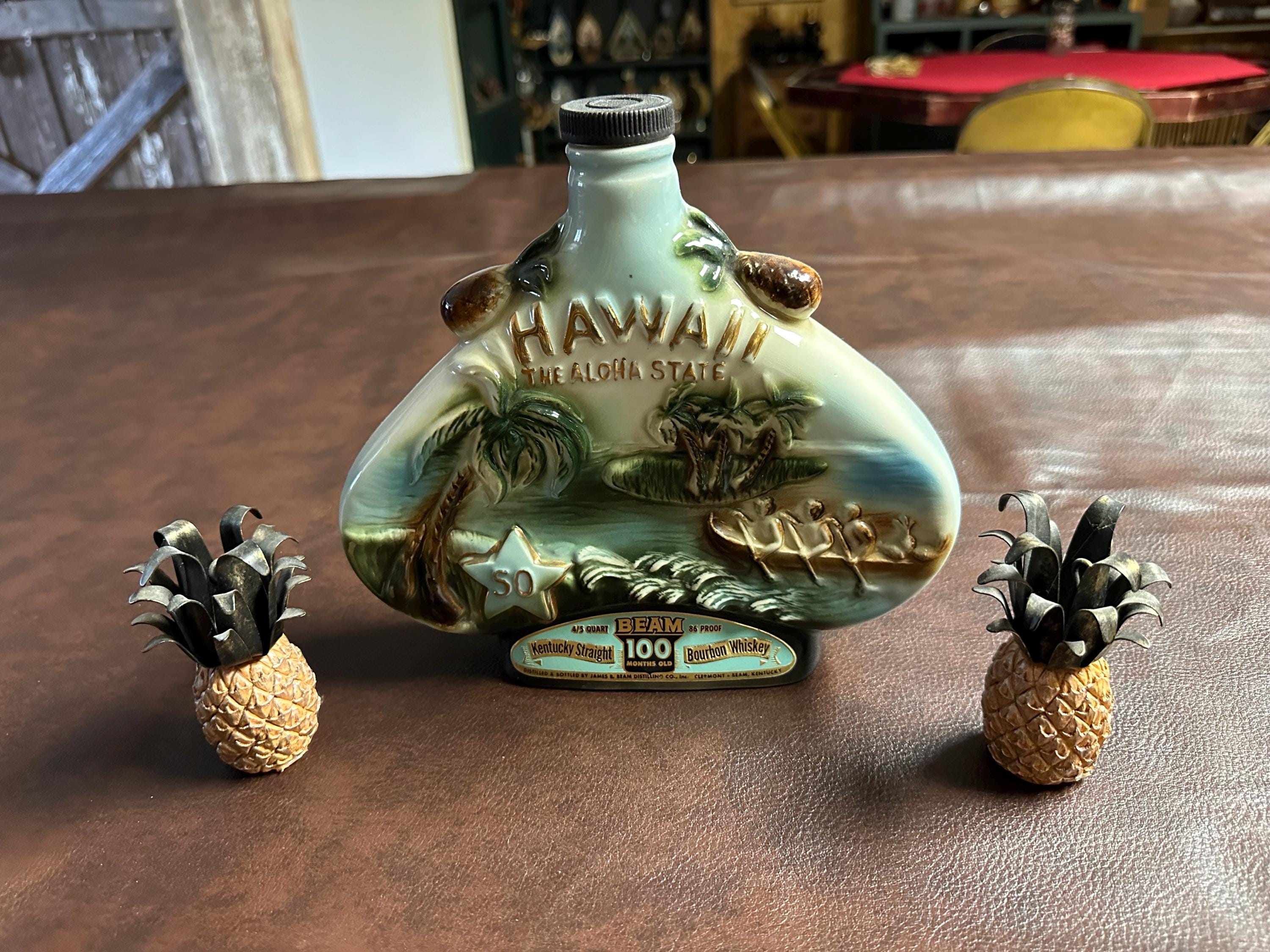 Vintage 1959 Hawaii Jim Beam Whiskey Decanter Commemorating