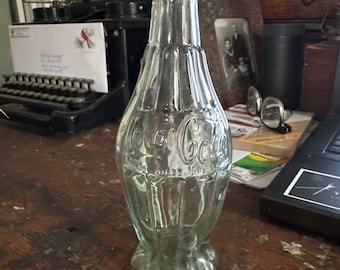 Rare 1986 100th Anniversary Hobbleskirt Coke Bottle Green Glass Atlanta, Not Cleaned Yet