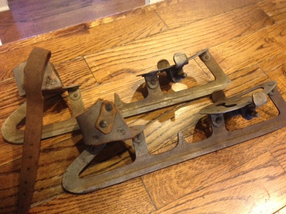 Vintage Metal Strap on Ice Skates for Display Only Etsy