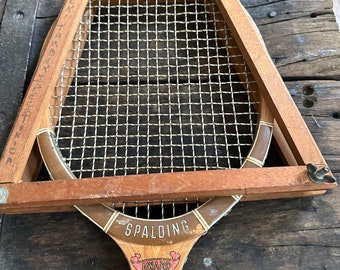 Vintage Spalding Wood Tennis Racquet Award Model with Wood Press