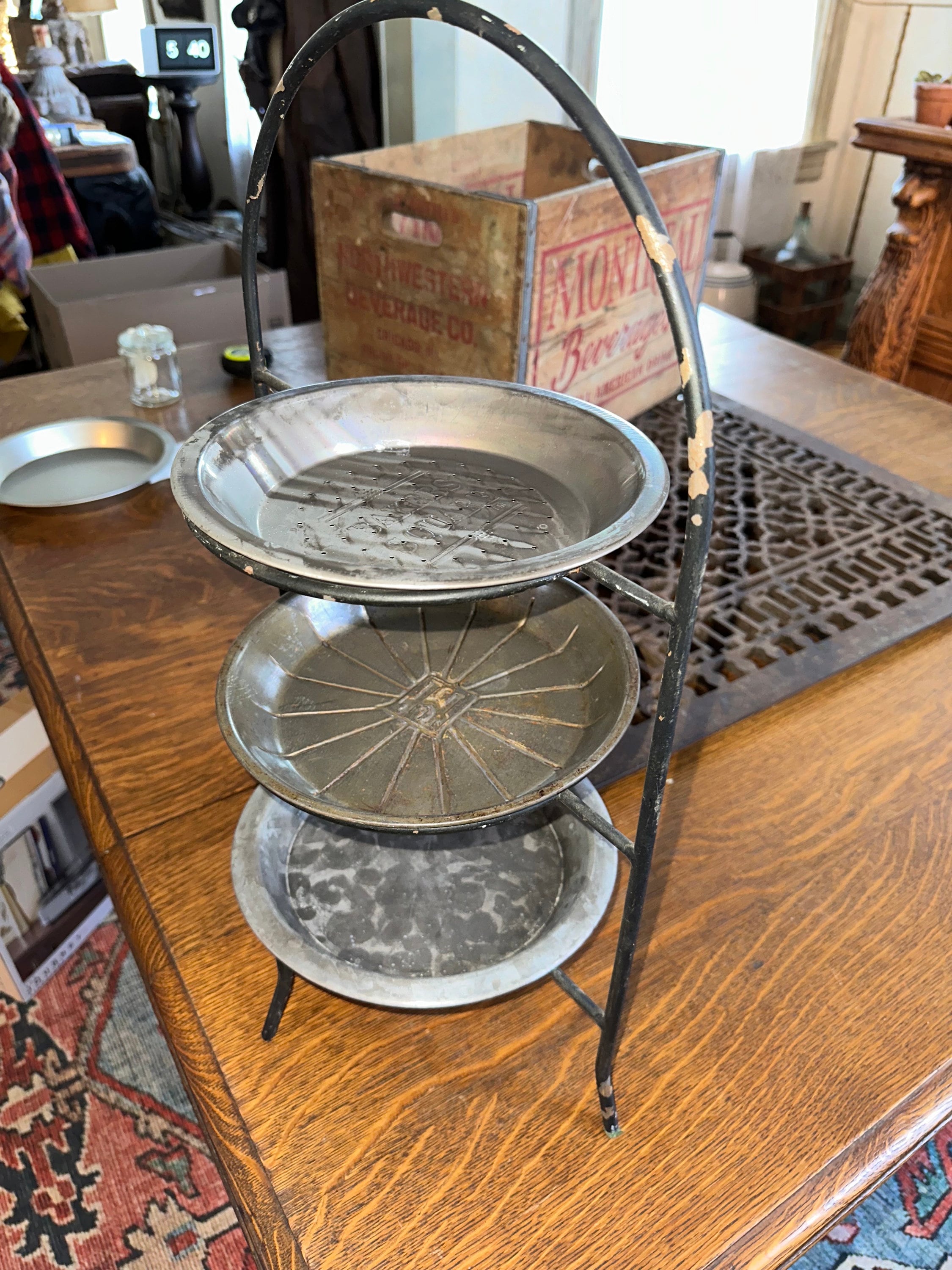 Antique Kitchen 3-tier Pie Stand/plate Rack, Pie Pans Included but May ...