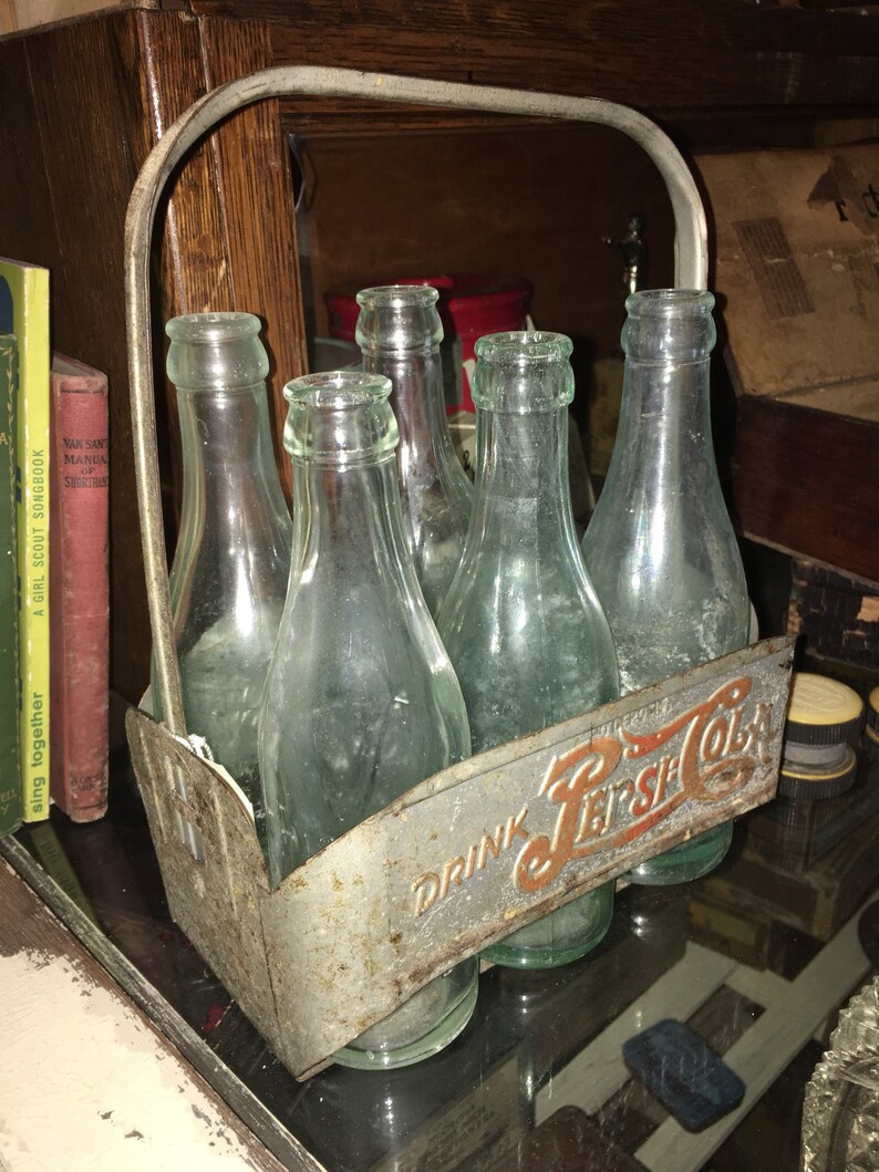 Vintage 1940's Pepsi Cola Double Dot Metal Bottle Etsy