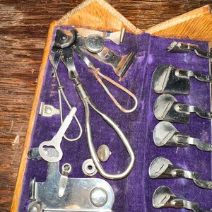 Antique Singer Puzzle Box Assorted Attachments and Bobbin Accessory Kit image 5