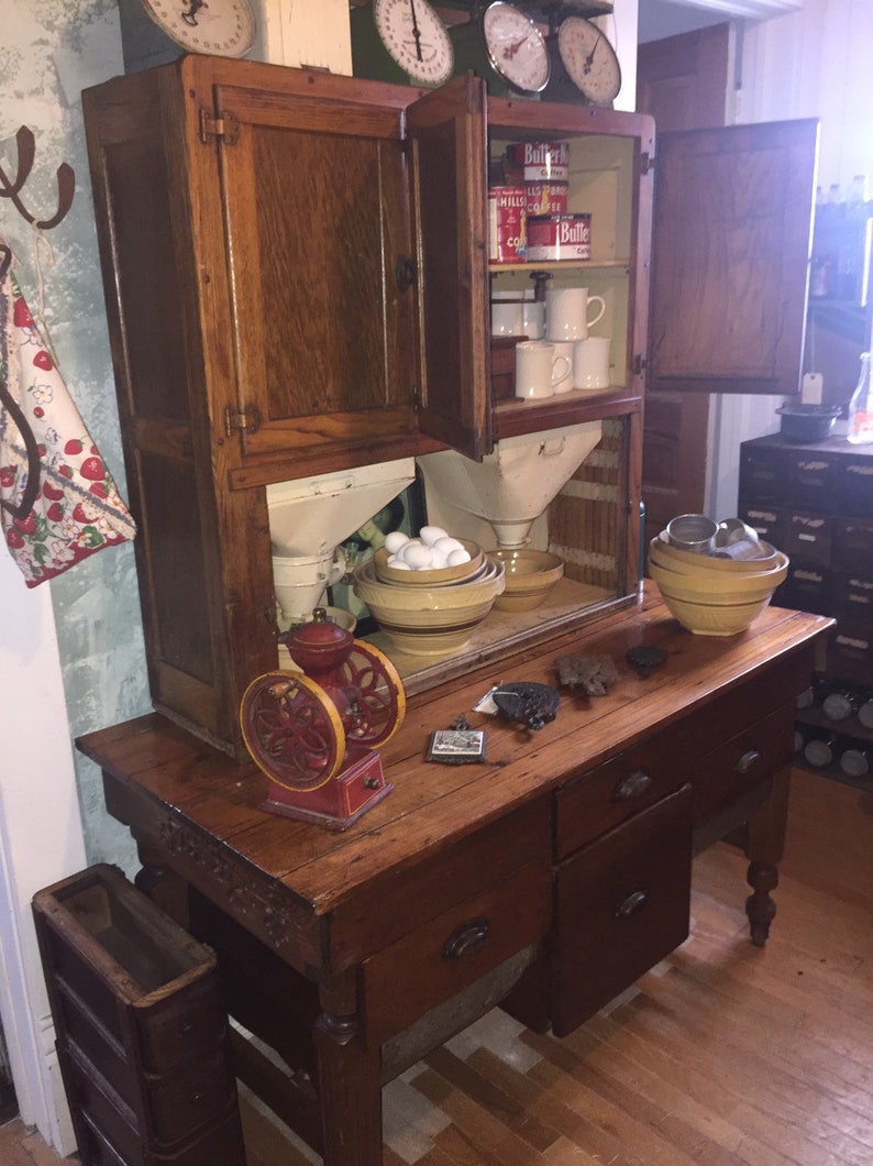 Beautiful Antique Possum Belly Bakers Table and Hutch Etsy