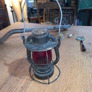 Antique Deitz Vesta NYC Railroad Lantern With Ruby Glass Antique Deitz Vesta NYC Railroad Lantern With Ruby Glass