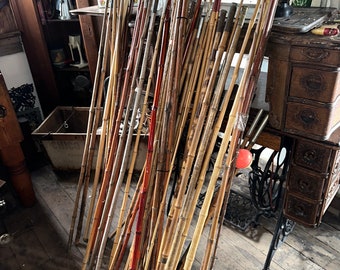 1930's Antique Bamboo Fishing Pole With Bobber and Lure, Great Decoration  for Cabin or Lodge, Listing is for One Set Only 