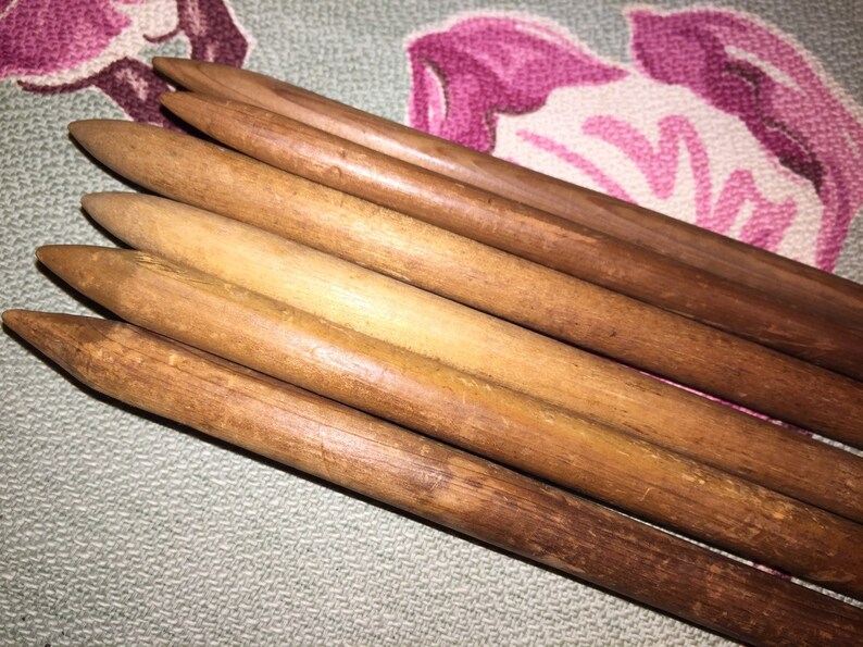 Vintage Wooden Knitting Needles Set of Two Etsy