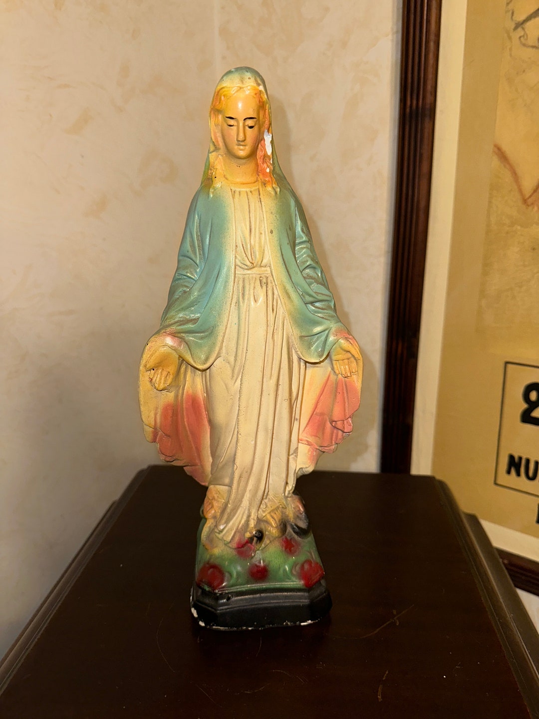Vintage Religious Statue Chalkware Madonna Statue Religious Relic