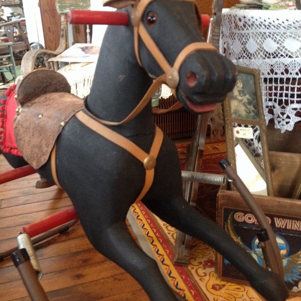 Reserved for Allyssa, Antique Rocking Horse, Childrens Play Toy For Riding 1940's?