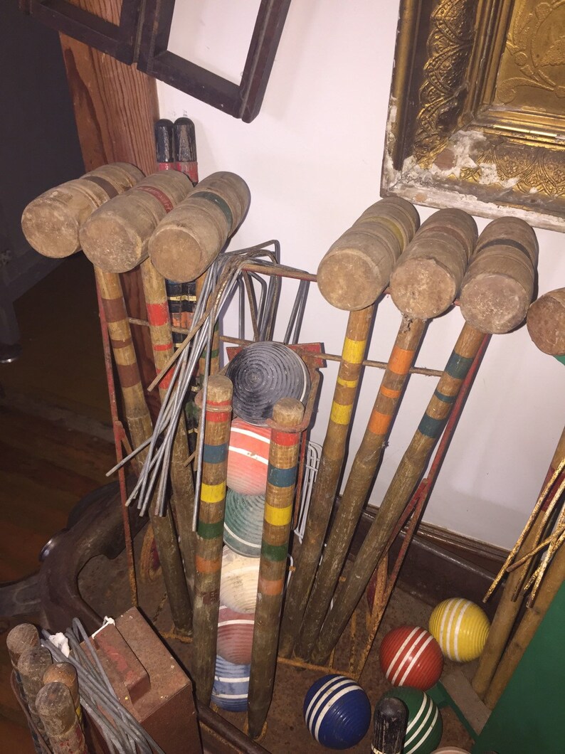 Vintage Six Player Wood Croquet Set With Wood Crate Holder On Etsy