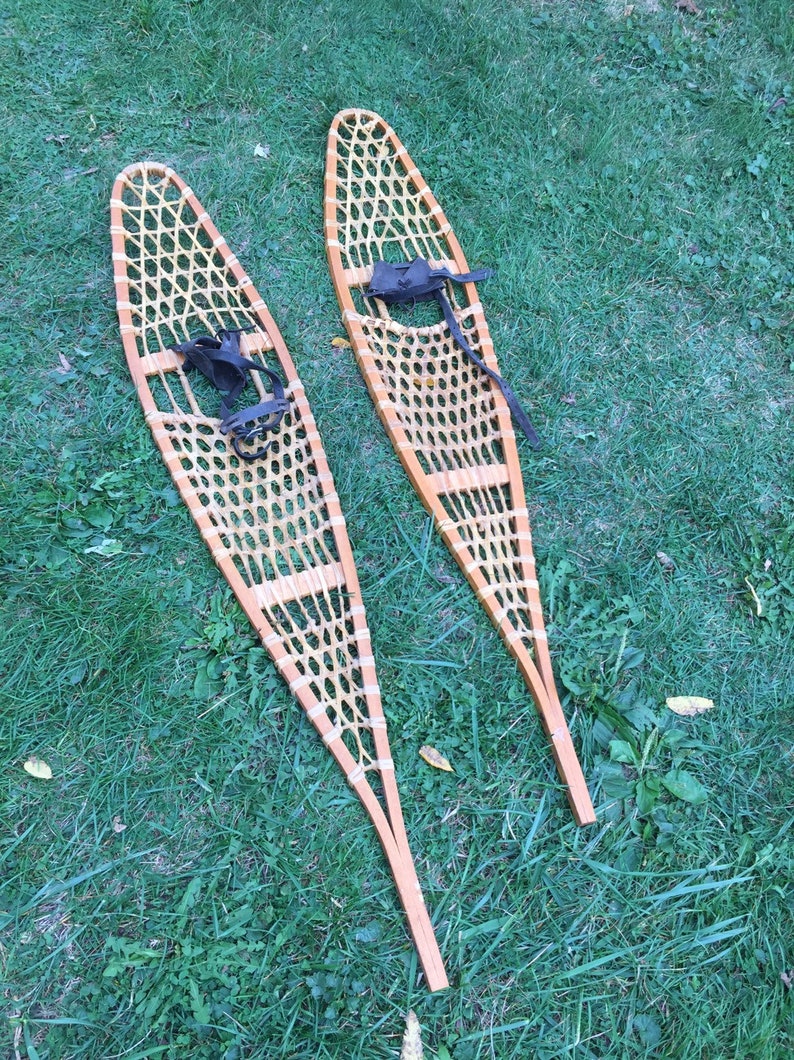 Extra Large Antique Wooden Snowshoes Great Shape Approx 48 Etsy