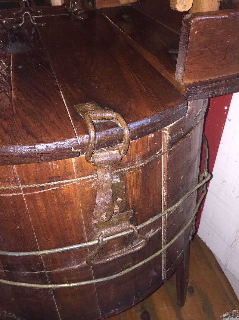 Antique Wooden Barrel Washing Machine With Hand Crank Clothes Etsy