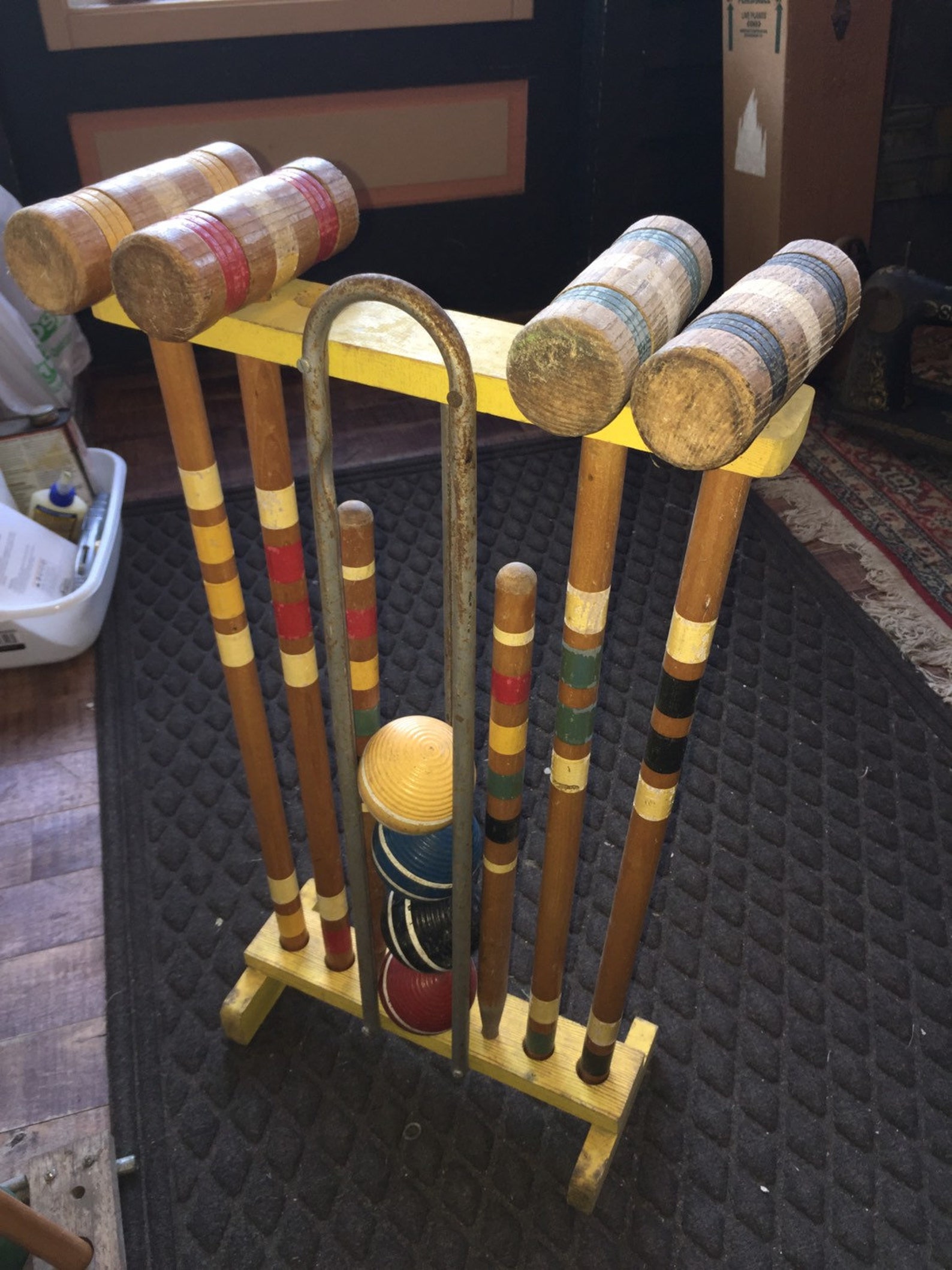 Vintage Four Player Wood Croquet Set With Caddy Etsy