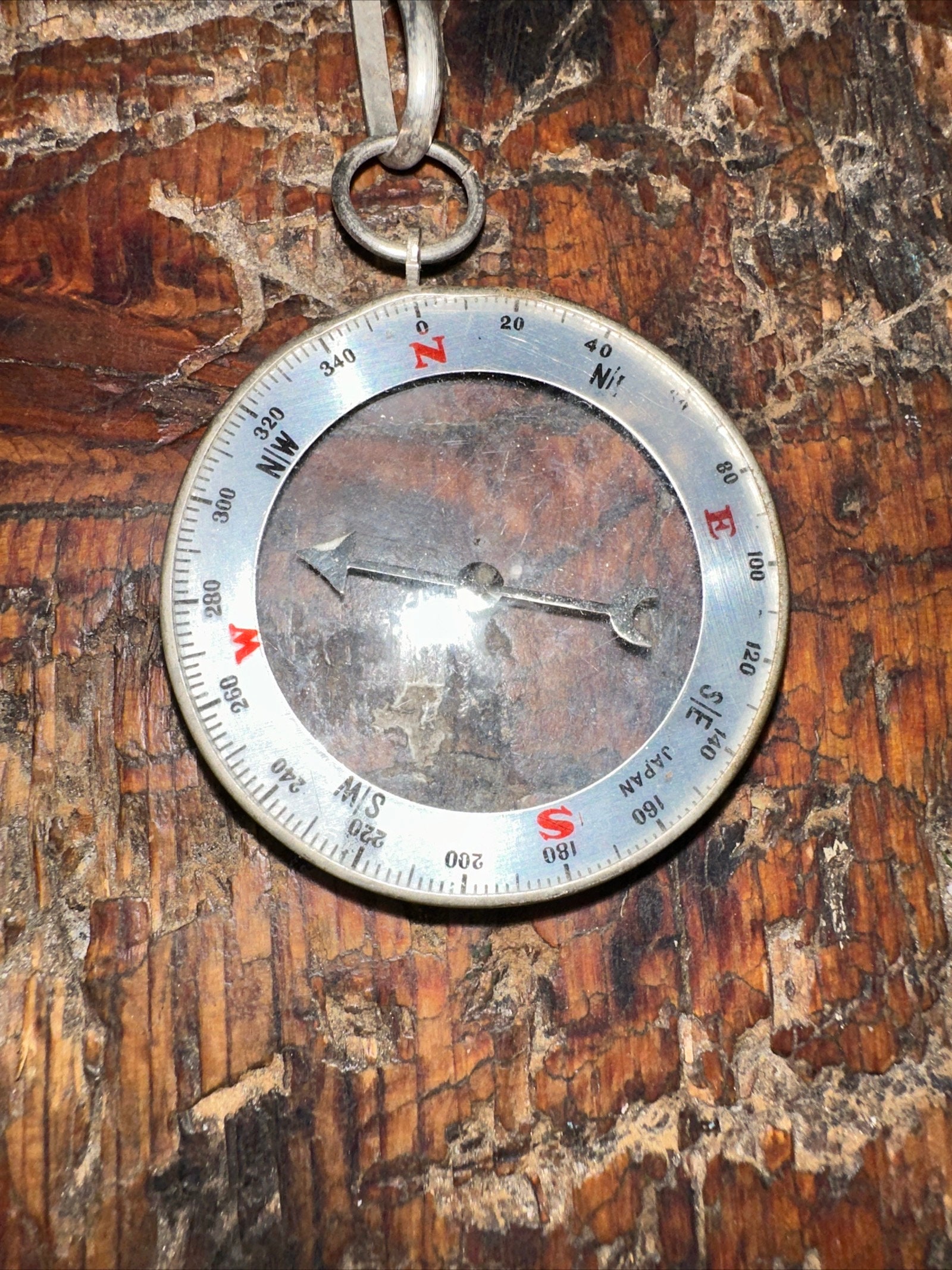 Vintage Japanese Pocket Compass Glass Transparent See Thru