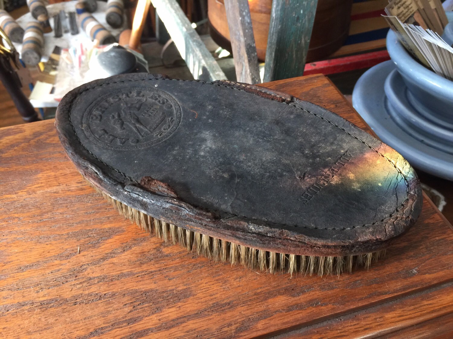 Antique Leather Horse Grooming Brush All Bristles Etsy