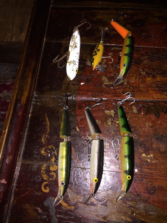 Set of 6 Antique/vintage Fishing Lures, Tackle, Gear, Freshwater, Saltwater,  Fishing, Folk Art, Handmade, Bait, Listing is for Set of Six 