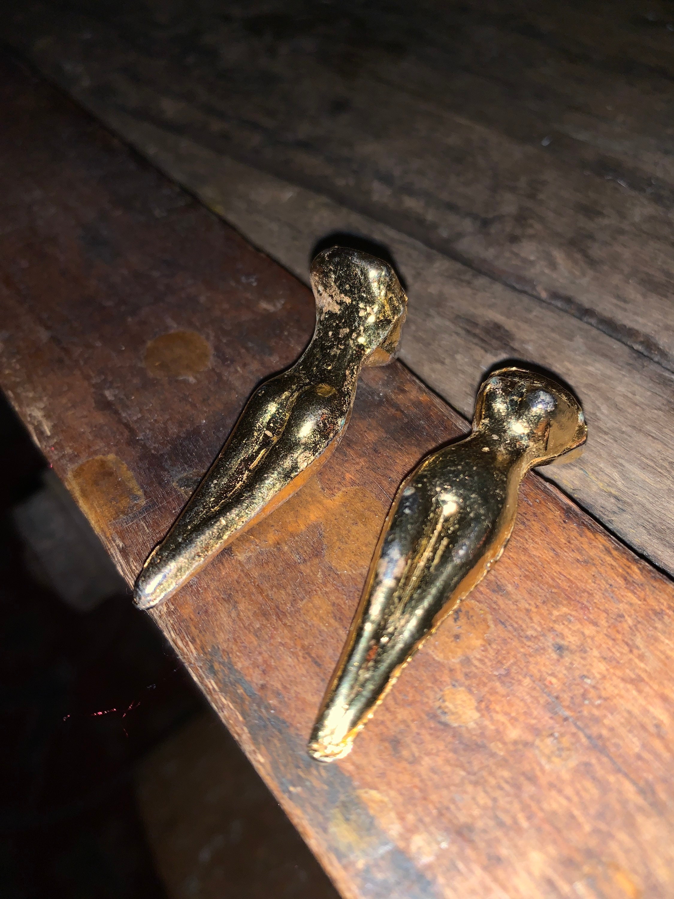 Vintage Naked Gold Plated Brass Woman Golf Tee, Listing is for One 
