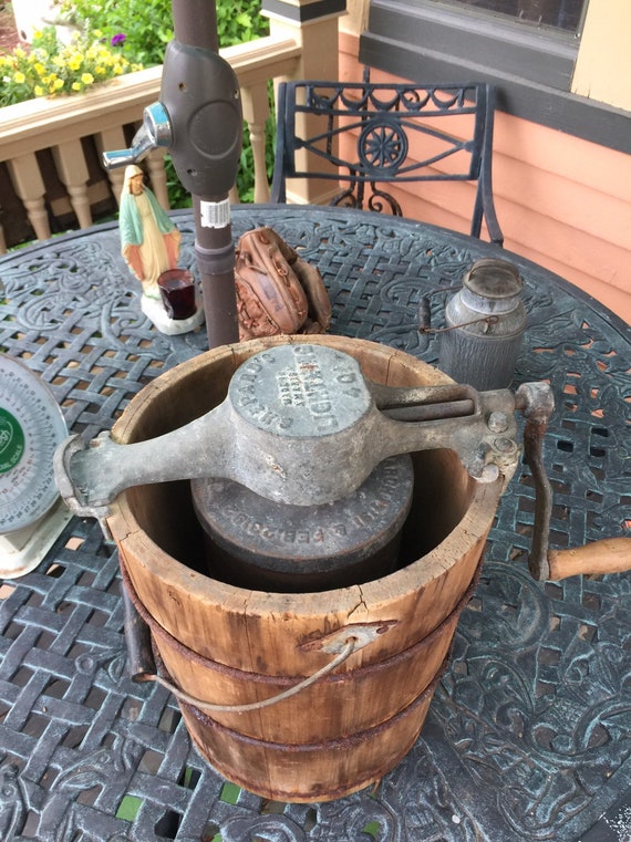 Antique wooden ice cream maker hotsell