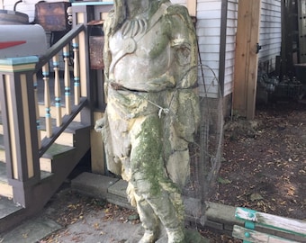 Antique American Indian Concrete STATUE approx 6' Tall, see description for shipping details