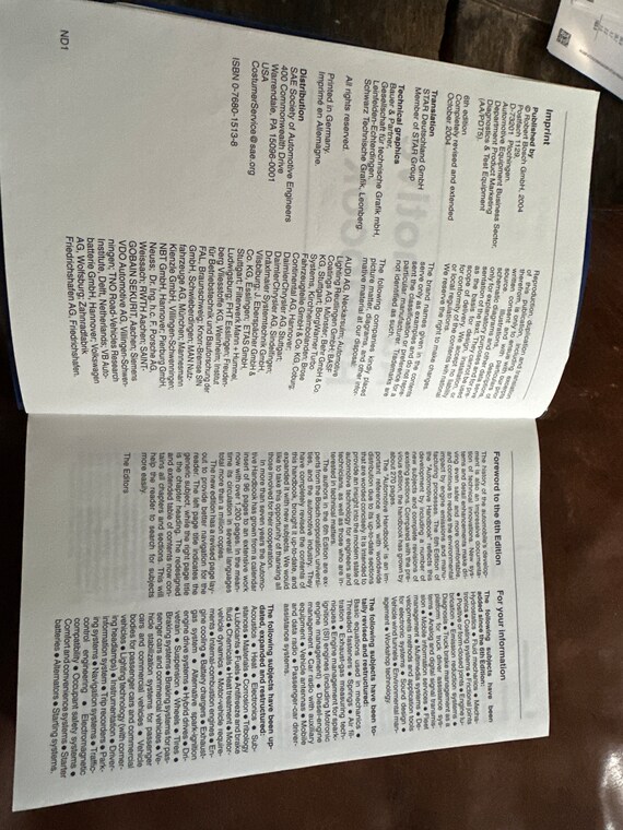 AUTOMOTIVE HANDBOOK by Robert Bosch, 6th Edition - Etsy