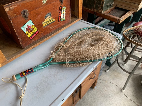 Vintage Extra Large Fishing Net Approx 18 X 12 1/2 Opening 