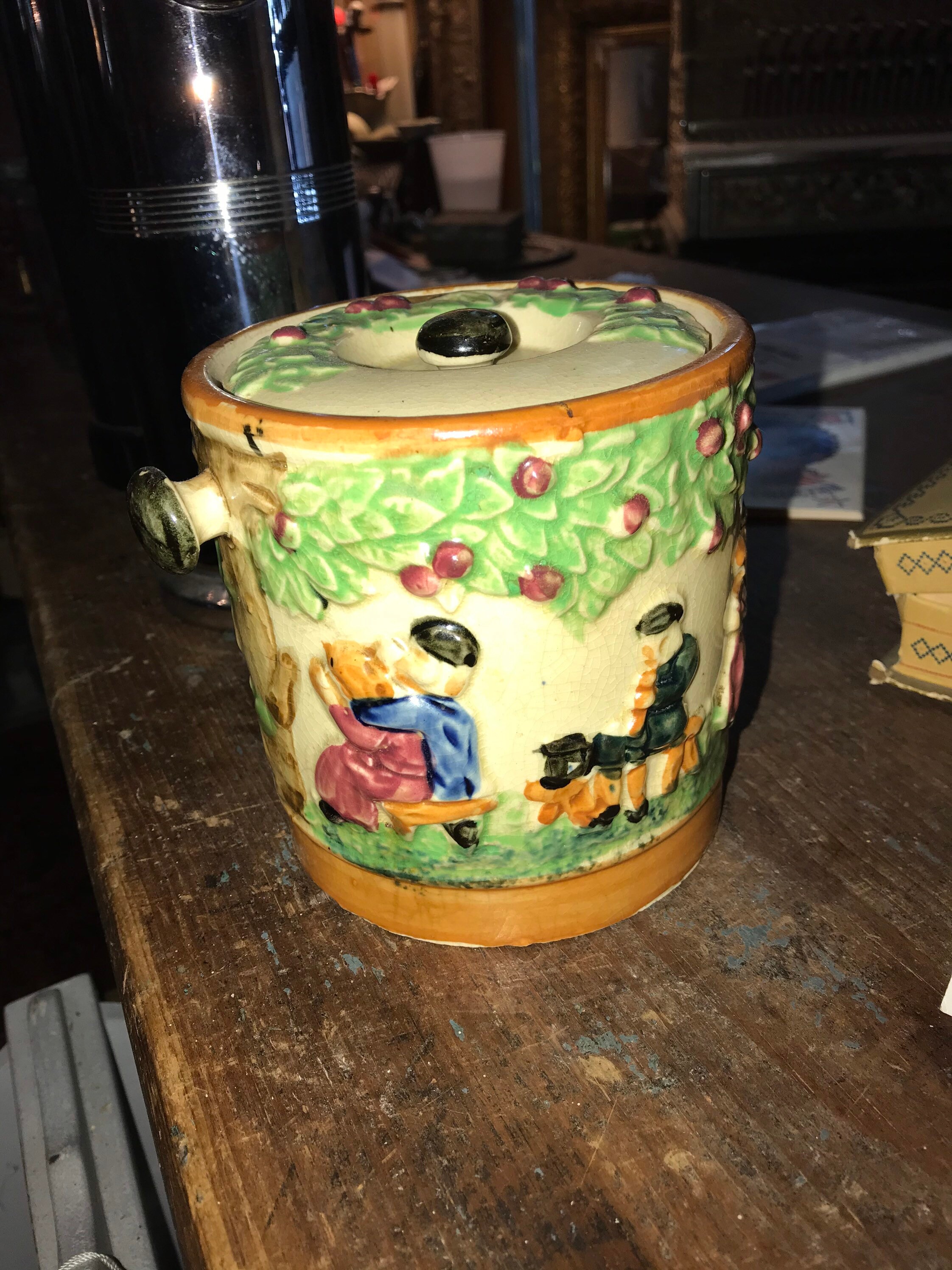 Vintage/antique 1940's Made in Japan Ice Bucket, Approx VTG Glazed
