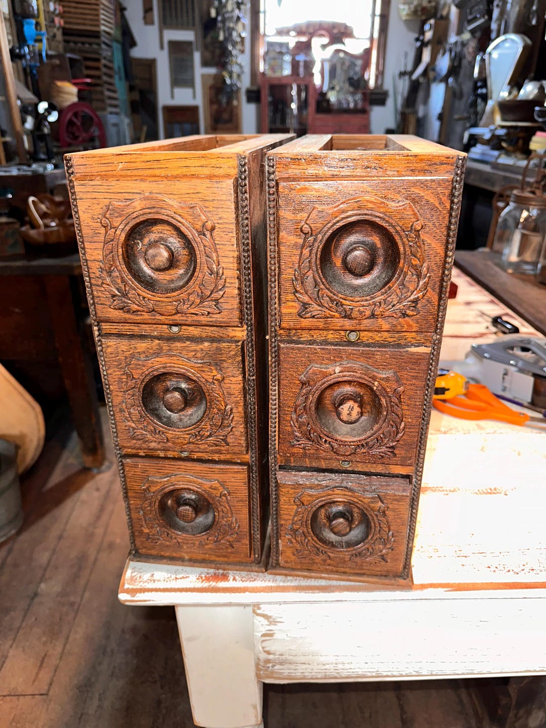 6 Drawer Sewing Cabinet Unit, Turn of the Century, Combine for