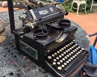 Antique 1930's Royal Typewriter Number 10, Needs Work, White Glass