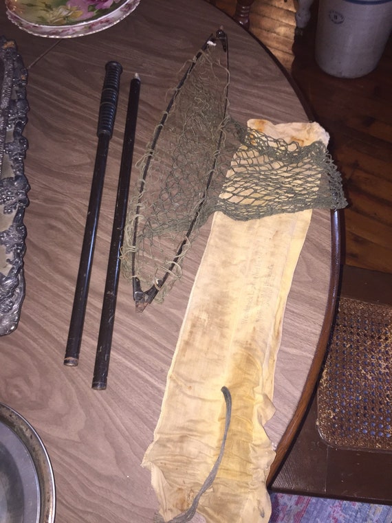 Vintage Fold Out Fishing Net With No Holes, Approx 10 X 15 Inch Opening, Netting Good, No Holes, Great Piece, Two Handles for Short or Long - Etsy Vintage Fold Out Fishing Net With No Holes, Approx 10 X 15 Inch Opening, Netting Good, No Holes, Great Piece, Two Handles for Short or Long - Etsy