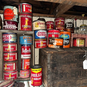 Various Vintage Coffee Tins/Cans you pick 16.97 each, please let me know which one you want or I can pick