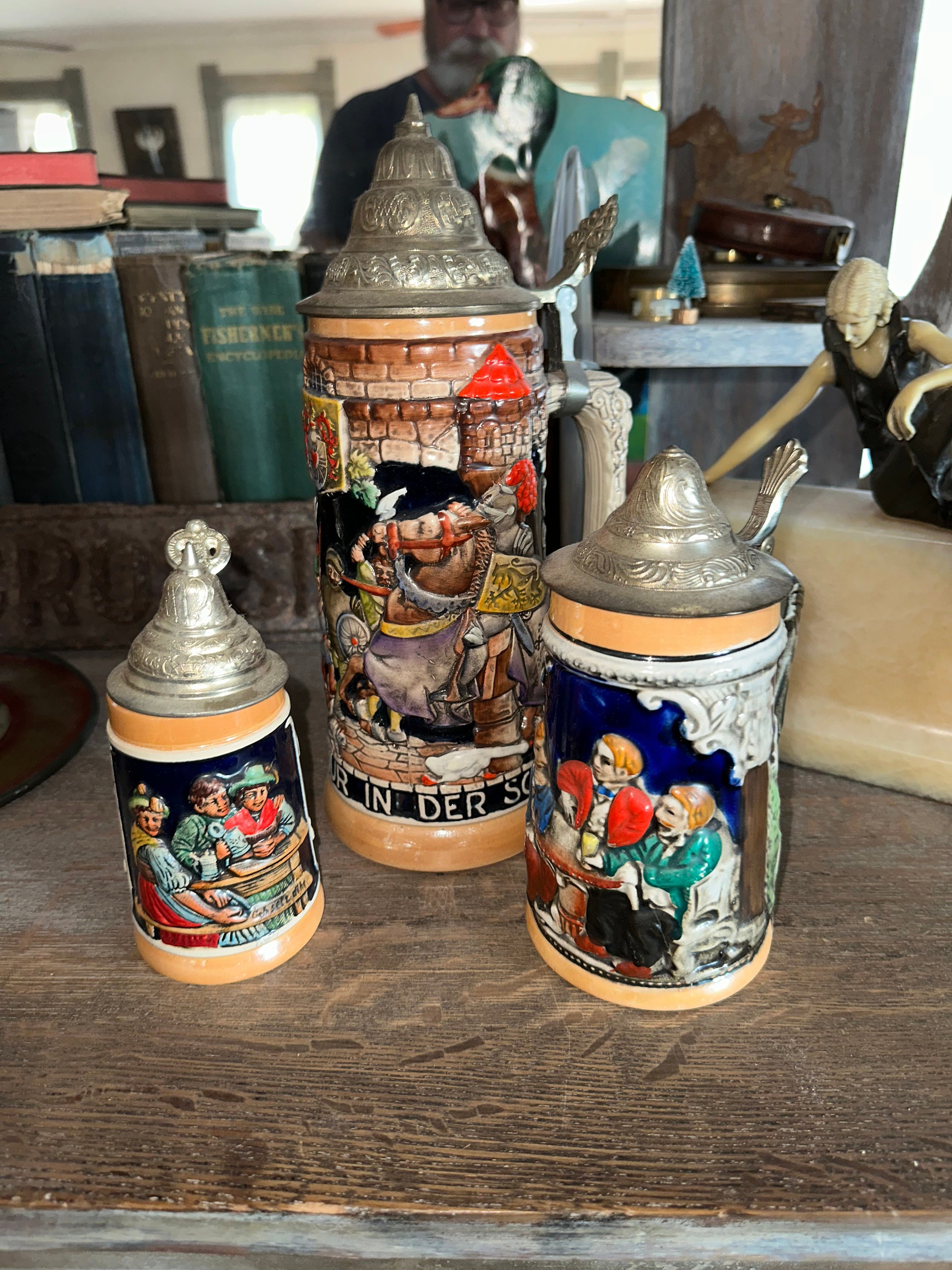 Set of 3 German Beer Steins, One for Dad, Mom, and Youngster