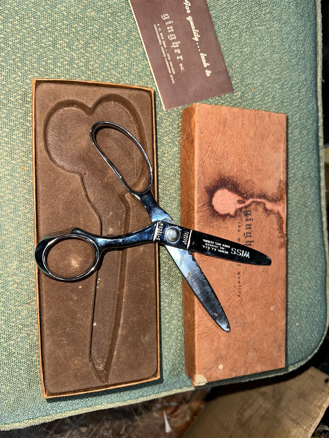 Vtg Wiss Model E Pinking Shears Pink Rite Chrome Plated Box Papers USA