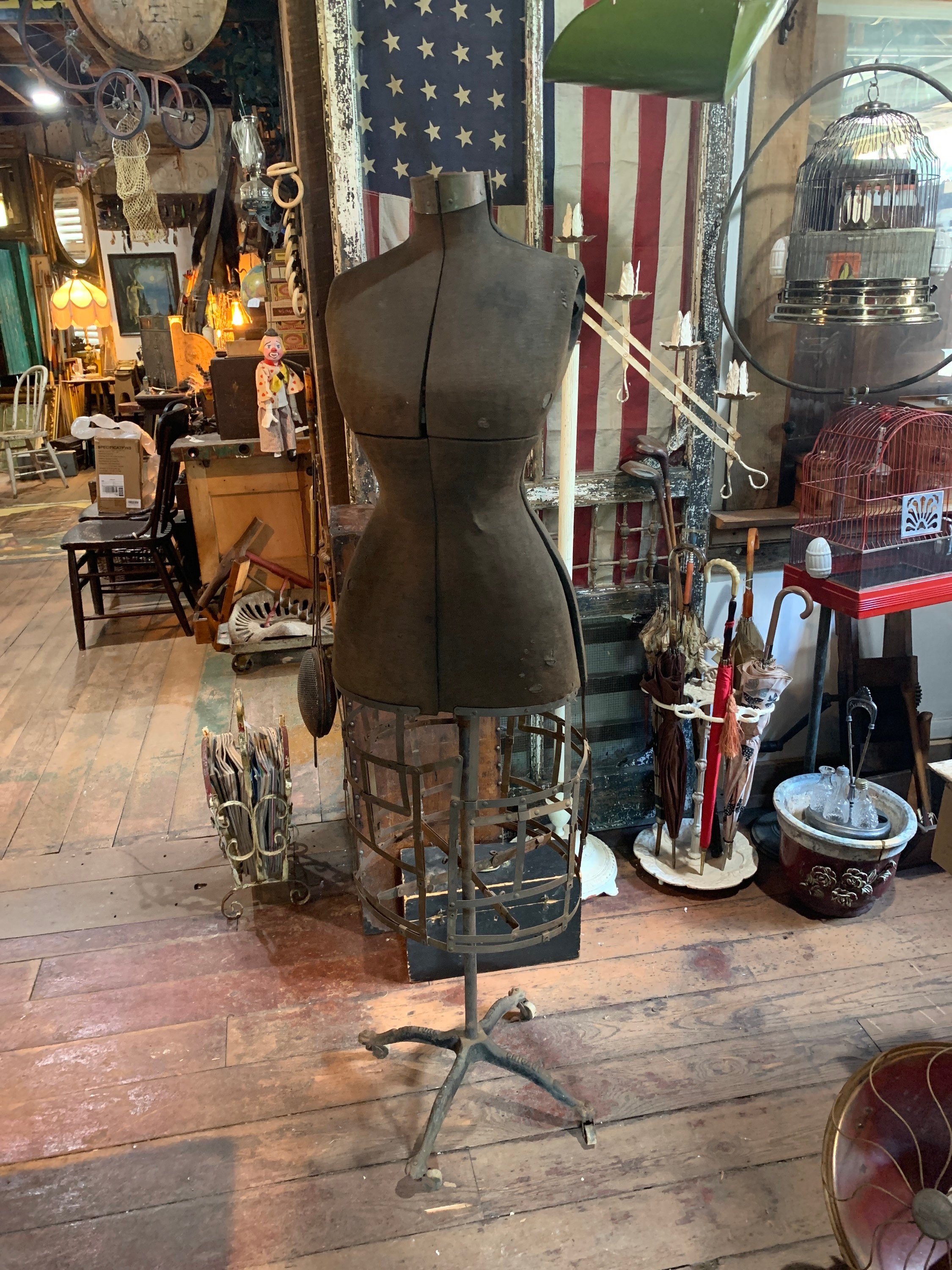 Antique Victorian 1909 Dress Form Mannequin, 6' Height Adjustable.Measurements: Height Is Adjustable From Approximately 58 - View #7