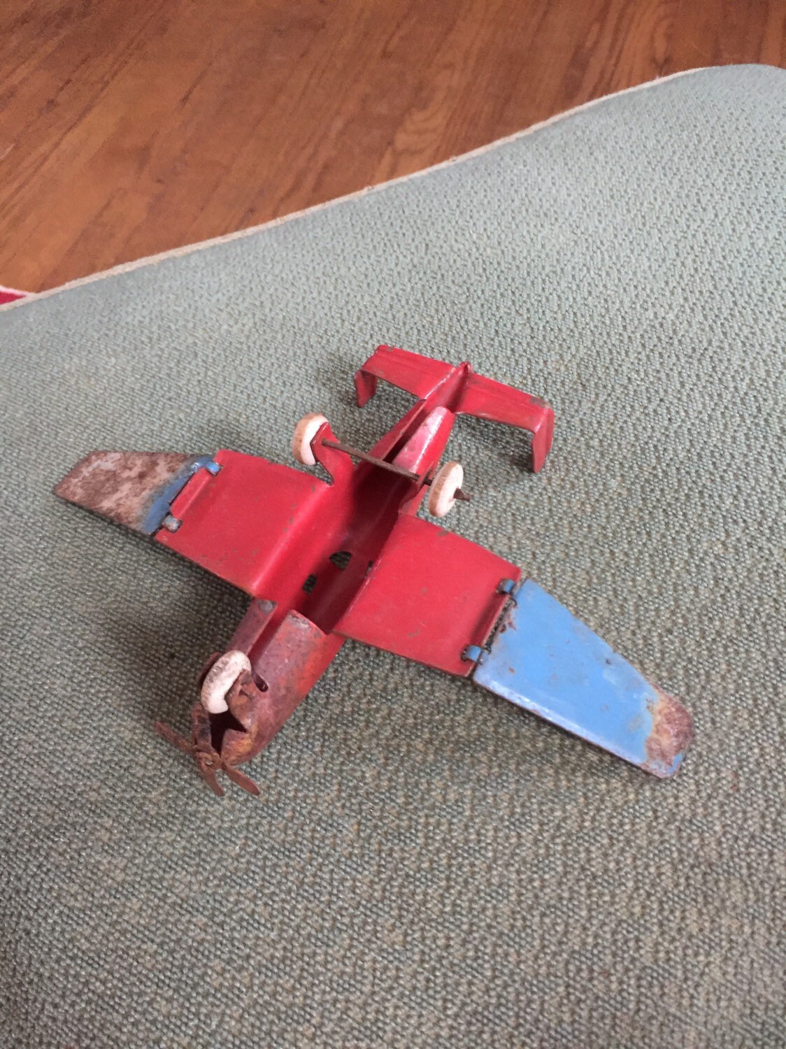 Antique Tin Metal Plane Toy Made In USA Single Propeller Red & Etsy