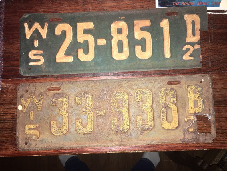 2 Antique Metal 1927 Wisconsin License Plates | Etsy