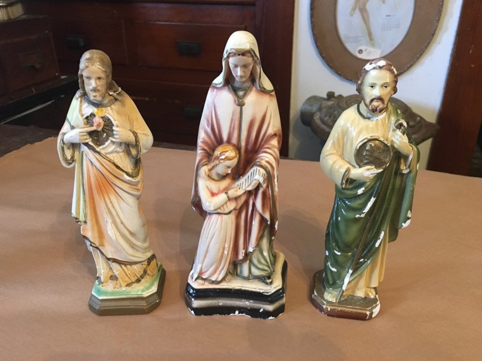Vintage Religious Statue Plaster Jesus Statue Religious Relic Etsy