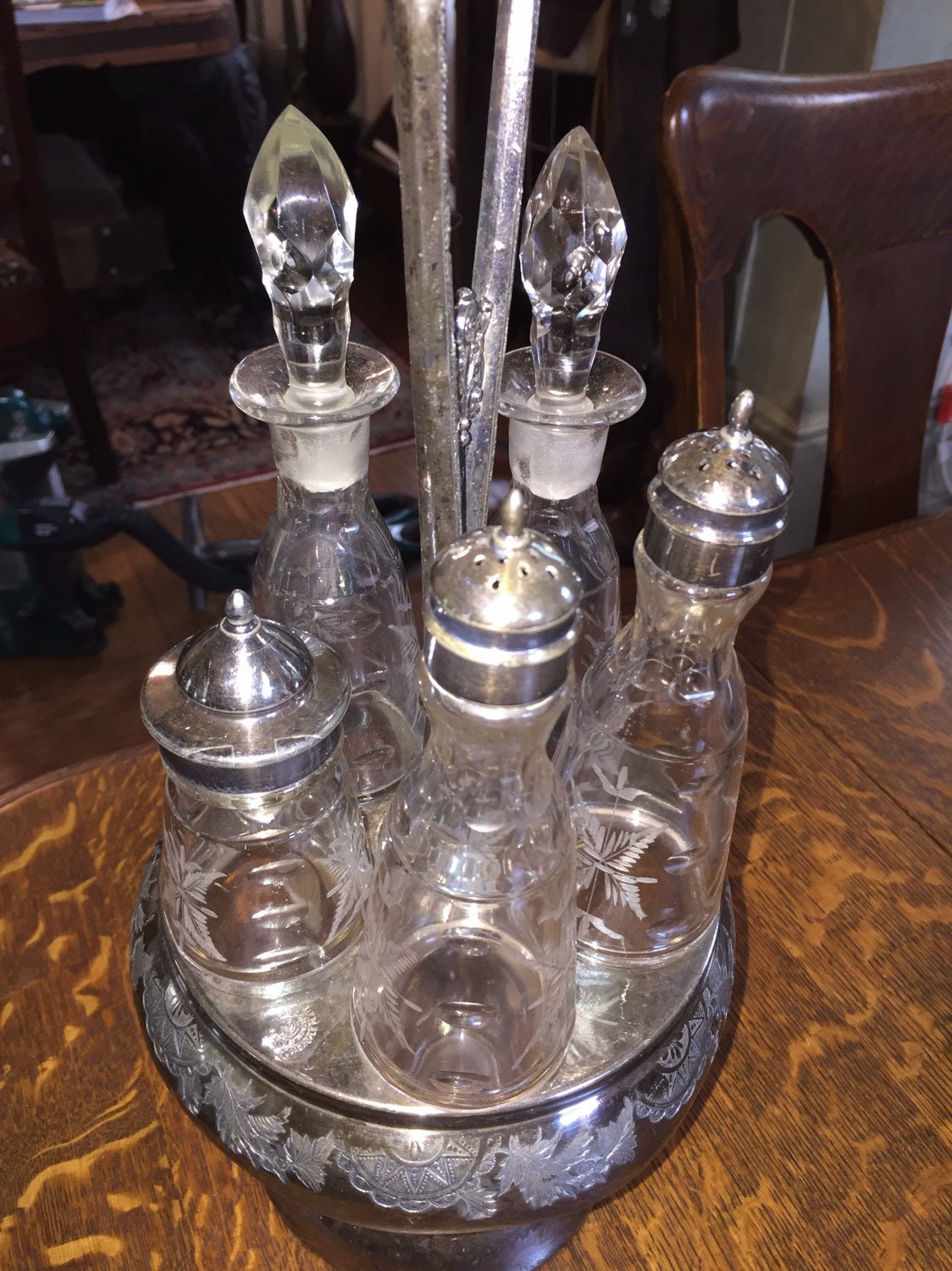 Set of 5 Vintage Mini Glass Salad Dressing Cruets With Chrome Etsy