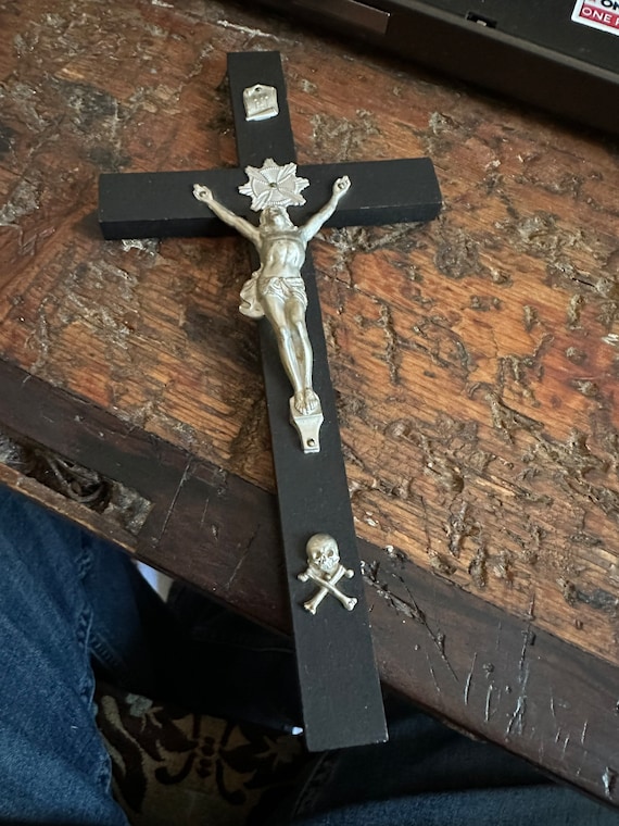Antique/Vintage German Cross Crucifix Skull Pendan