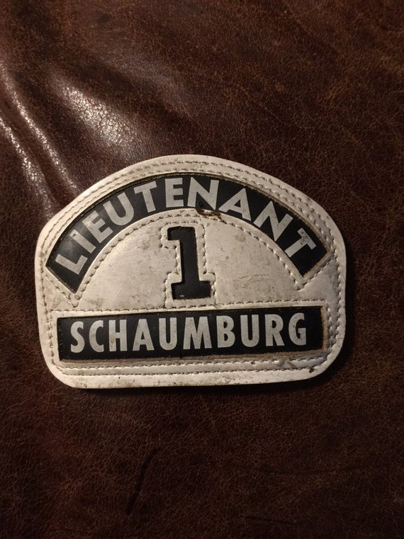Leather Fireman's Helmit Badge, Lieutenant #1, Sch