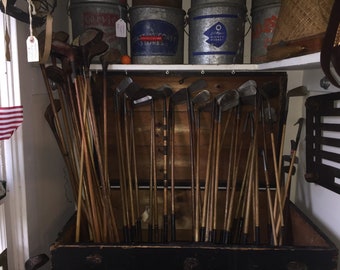 Set of 15 Vintage Wood  Shaft Golf Clubs, Mix of Different ones and sizes