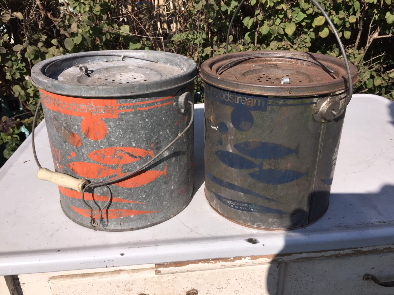 Vintage Minnow Bait Buckets Galvanized Pail nice Etsy