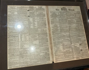 The Times, London Newspaper Dated December 6th 1788, Framed, Very