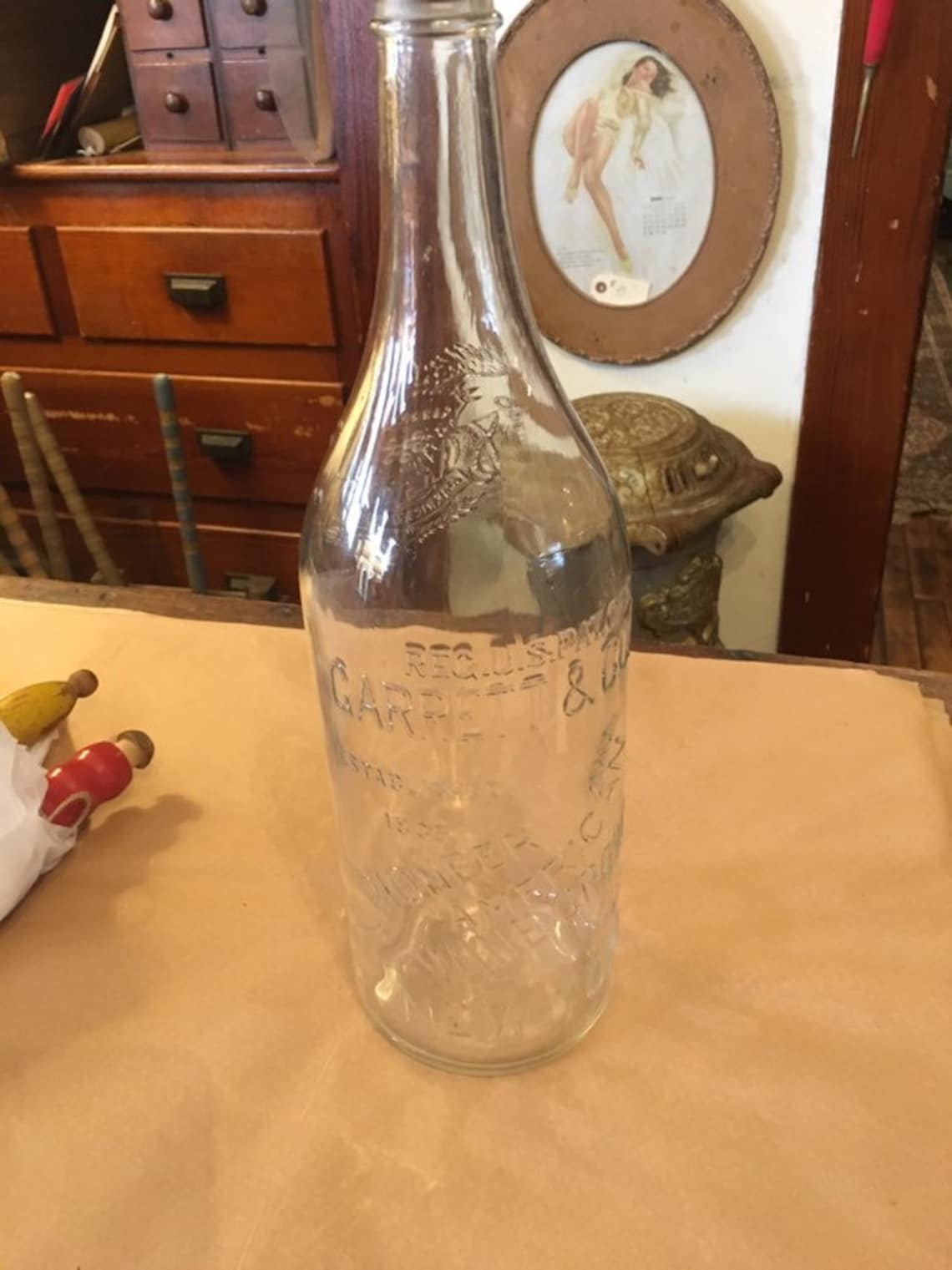 Antique Large Wine Bottle Approx 1 Gallon Garrett & Co. INC. Etsy