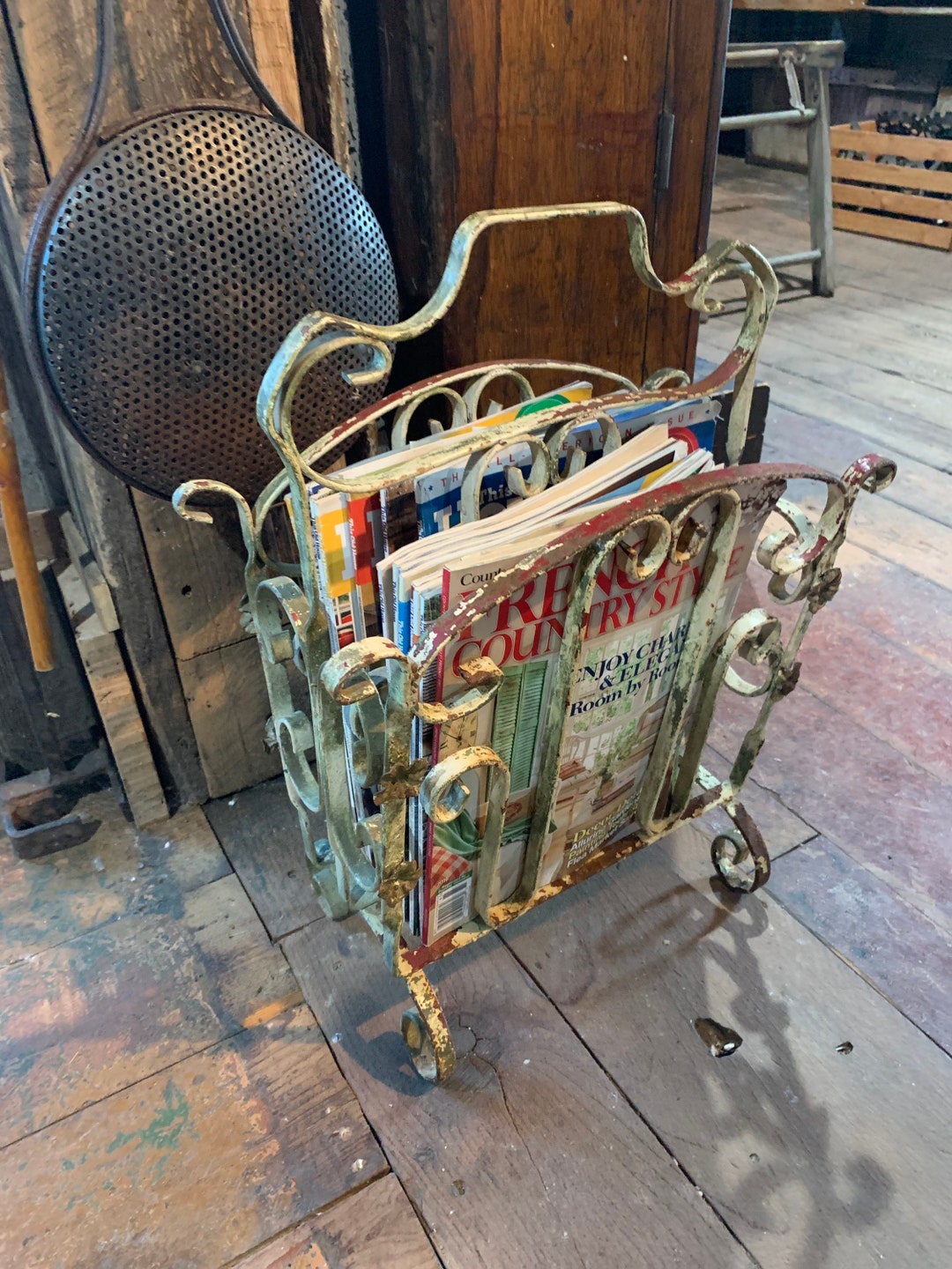 Vintage Metal Magazine Rack Approximately 17 Wide 8 Deep Etsy