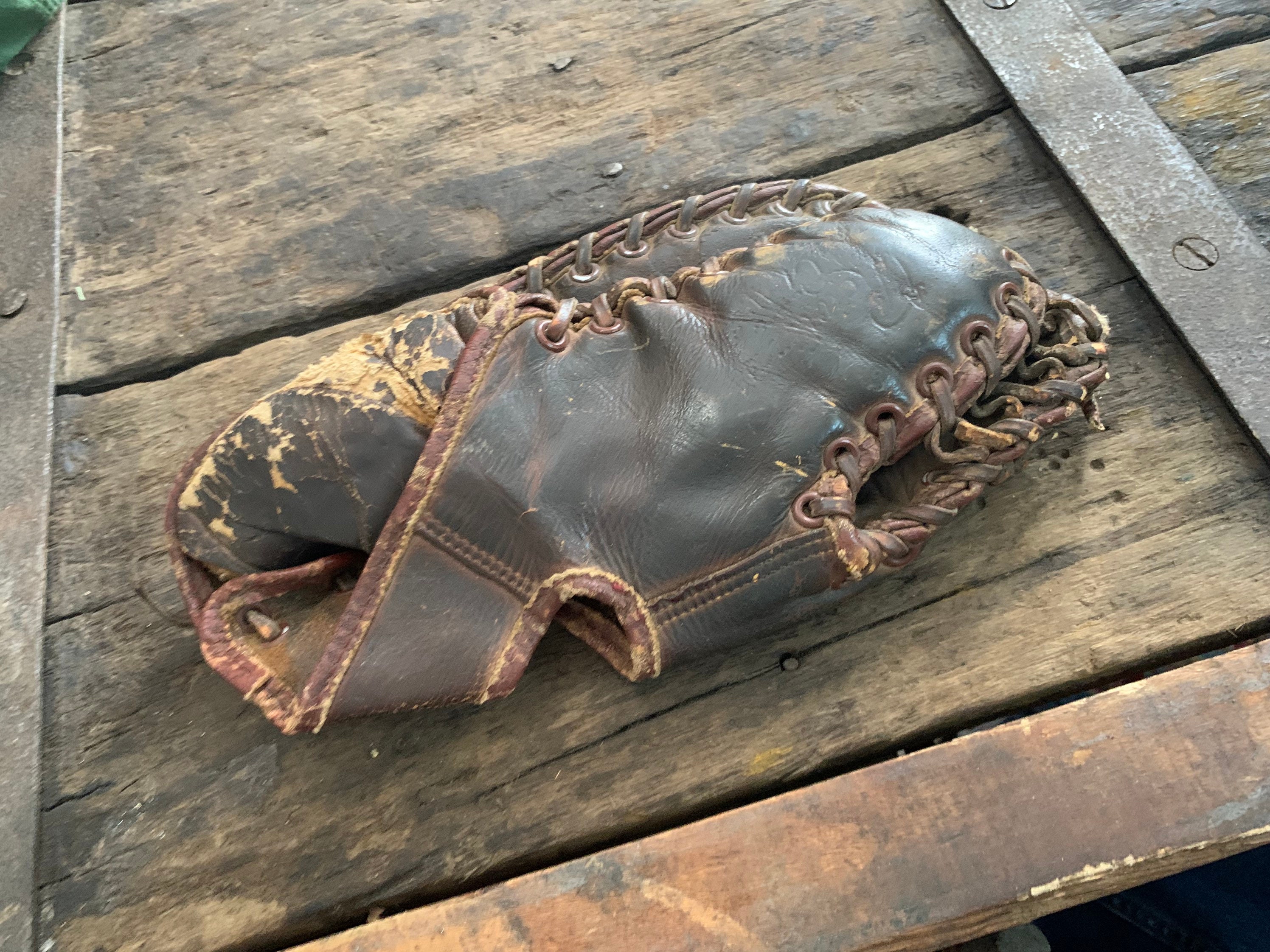 Gant De Baseball Vintage Rawlings Playmaker – Années 1940 – Trois Doigts – Cuir