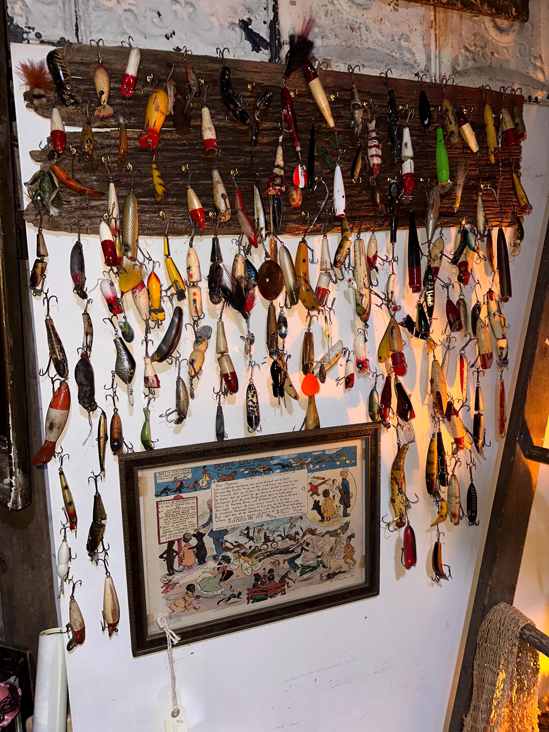 70〜80s USA フィッシング トラウト 木製オブジェ Antique/vintage Wooden Fishing Lure, Tackle, Gear, Freshwater
