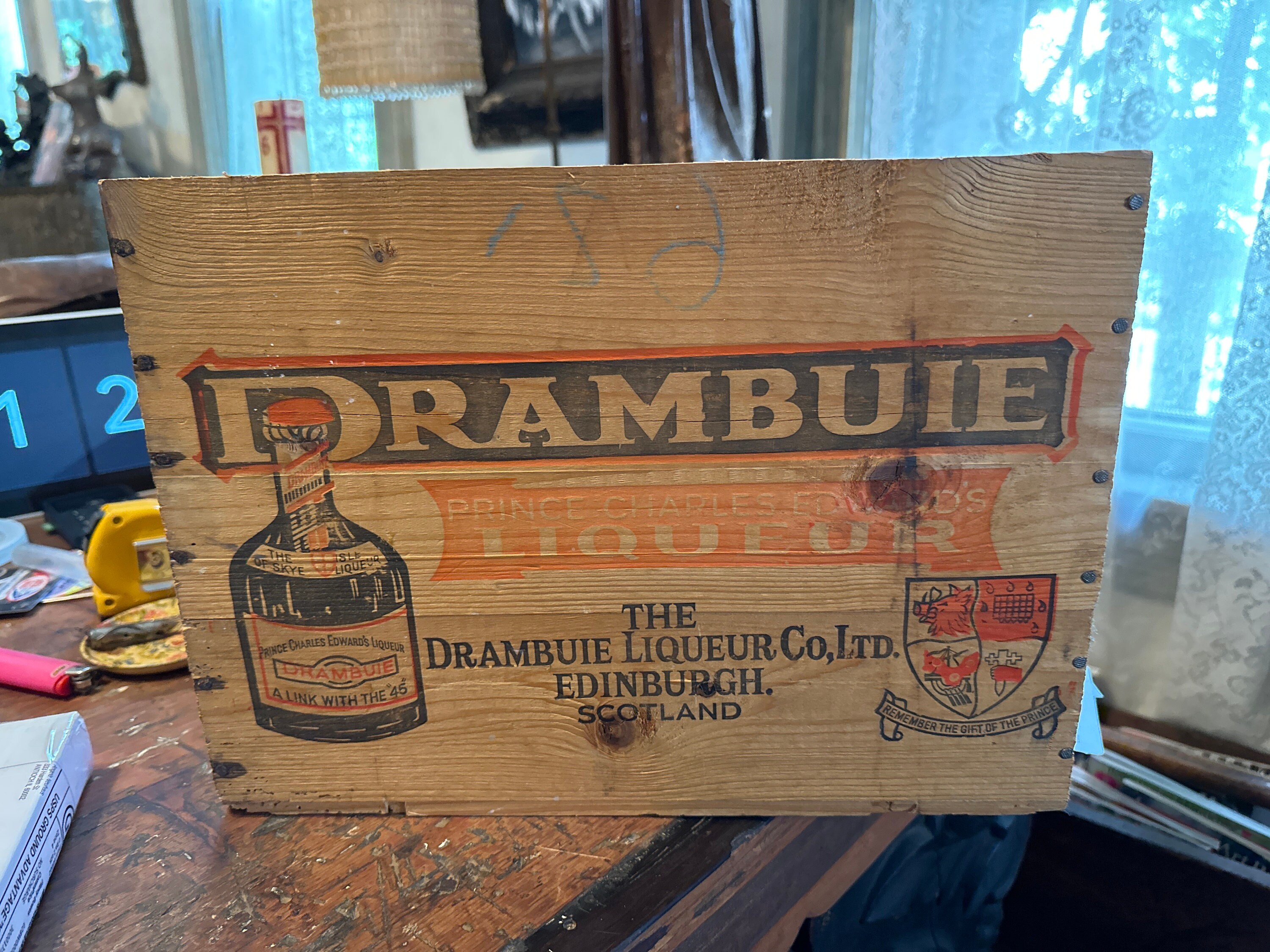 Vintage Drambuie Liqueur Co. Crate From Edinburgil Scotland, Great